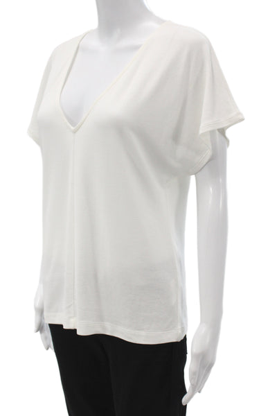 Vince Womens Basic V-Neck Cotton Short Sleeve T-Shirt Petite Size S