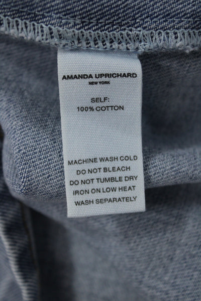 Amanda Uprichard Womens Light Blue Cotton Button Jacket Long Sleeve 90s Size M