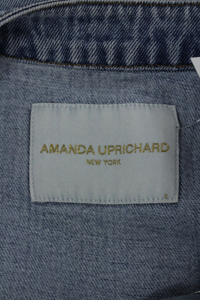 Amanda Uprichard Womens Light Blue Cotton Button Jacket Long Sleeve 90s Size M
