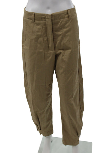 Jazmin Chebar Unisex Cropped Khakis Beige Buckle Viscosa Blend Size 40