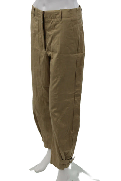 Jazmin Chebar Unisex Cropped Khakis Beige Buckle Viscosa Blend Size 40