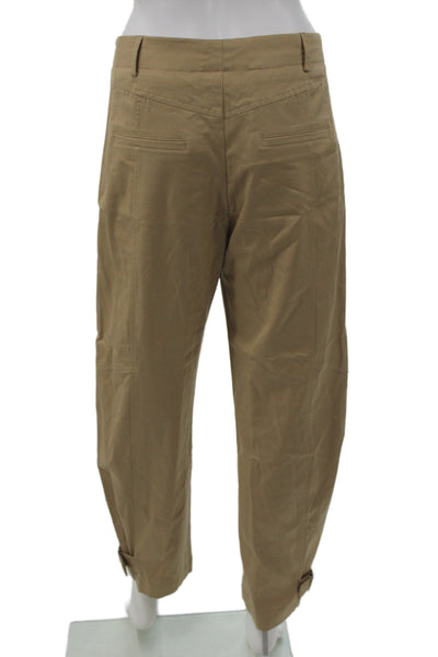 Jazmin Chebar Unisex Cropped Khakis Beige Buckle Viscosa Blend Size 40