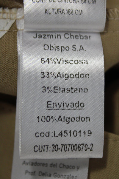 Jazmin Chebar Unisex Cropped Khakis Beige Buckle Viscosa Blend Size 40
