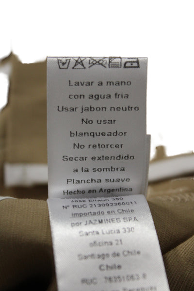 Jazmin Chebar Unisex Cropped Khakis Beige Buckle Viscosa Blend Size 40