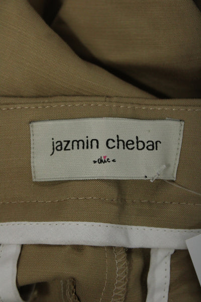 Jazmin Chebar Unisex Cropped Khakis Beige Buckle Viscosa Blend Size 40