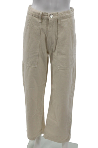 Road To Nowhere Unisex Cropped Cargo Pants Beige Cotton Size 2