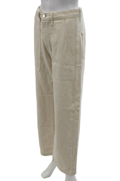 Road To Nowhere Unisex Cropped Cargo Pants Beige Cotton Size 2