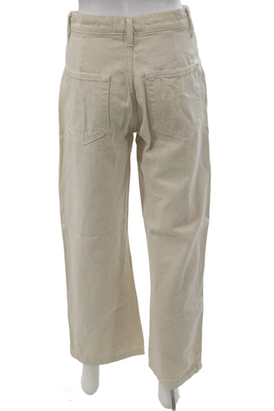 Road To Nowhere Unisex Cropped Cargo Pants Beige Cotton Size 2