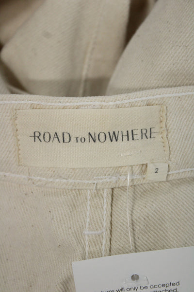Road To Nowhere Unisex Cropped Cargo Pants Beige Cotton Size 2