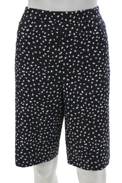 Renuar Unisex Bermuda Shorts Dark Blue Geometric Rayon Blend Size 12