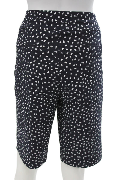 Renuar Unisex Bermuda Shorts Dark Blue Geometric Rayon Blend Size 12