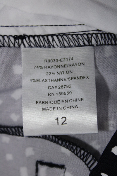 Renuar Unisex Bermuda Shorts Dark Blue Geometric Rayon Blend Size 12