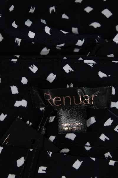 Renuar Unisex Bermuda Shorts Dark Blue Geometric Rayon Blend Size 12
