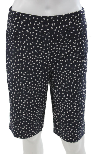 Renuar Unisex Bermuda Shorts Dark Blue Geometric Rayon Blend Size 4