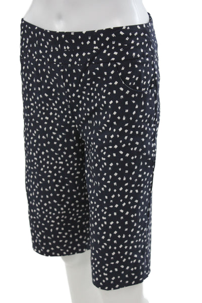 Renuar Unisex Bermuda Shorts Dark Blue Geometric Rayon Blend Size 4