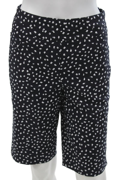 Renuar Unisex Bermuda Shorts Dark Blue Geometric Rayon Nylon Spandex Size 0