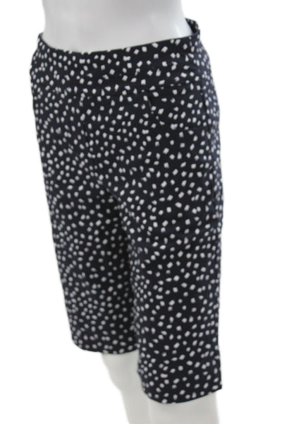 Renuar Unisex Bermuda Shorts Dark Blue Geometric Rayon Nylon Spandex Size 0