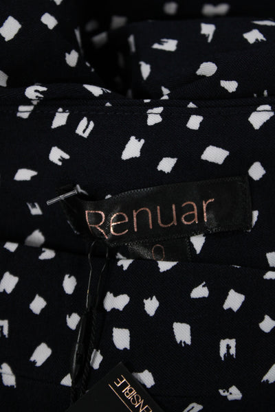 Renuar Unisex Bermuda Shorts Dark Blue Geometric Rayon Nylon Spandex Size 0
