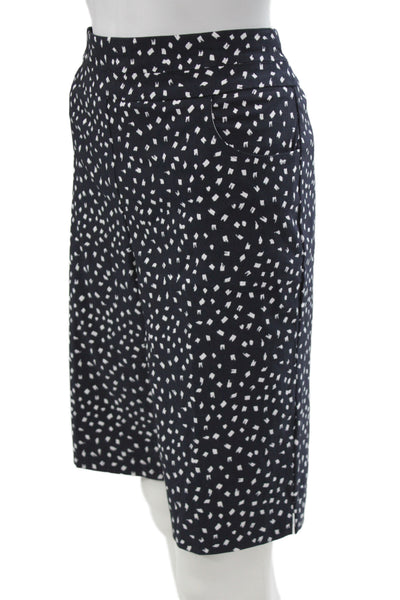 Renuar Unisex Dark Blue Geometric Bermuda Shorts Size 10