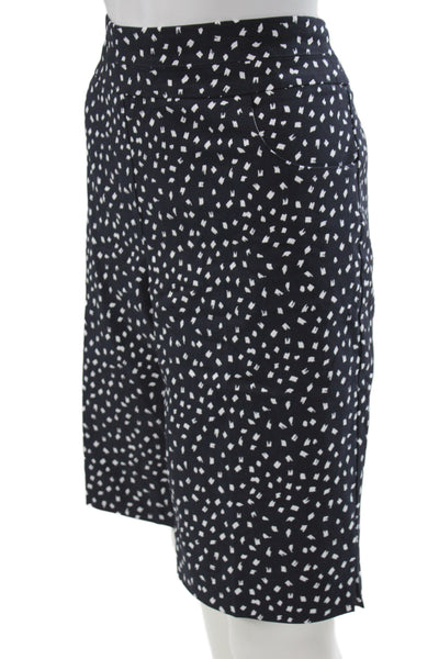 Renuar Unisex Dark Blue Geometric Bermuda Shorts Rayon Blend Size 14