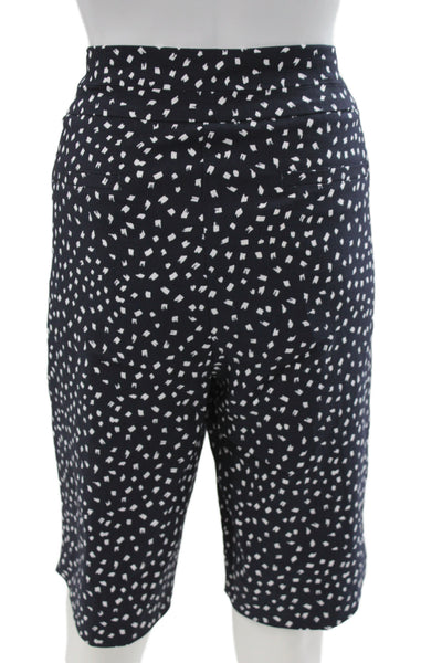 Renuar Unisex Dark Blue Geometric Bermuda Shorts Rayon Blend Size 14