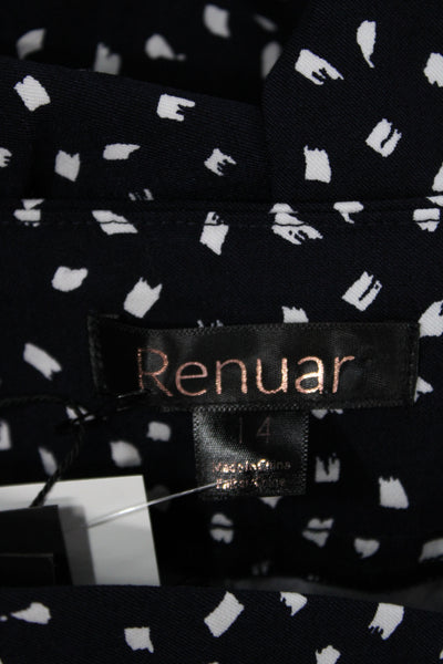Renuar Unisex Dark Blue Geometric Bermuda Shorts Rayon Blend Size 14
