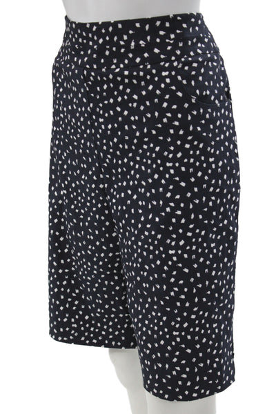 Renuar Unisex Bermuda Shorts Dark Blue Geometric Cotton Wool Spring Size 16