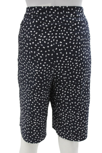 Renuar Unisex Bermuda Shorts Dark Blue Geometric Cotton Wool Spring Size 16