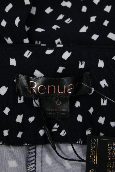 Renuar Unisex Bermuda Shorts Dark Blue Geometric Cotton Wool Spring Size 16