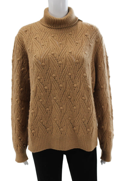 Kangra Womens Brown 100% Lamb Wool Turtleneck Pullover Sweater Size L