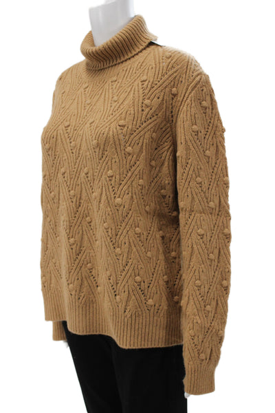 Kangra Womens Brown 100% Lamb Wool Turtleneck Pullover Sweater Size L