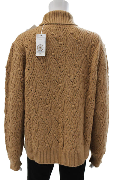 Kangra Womens Brown 100% Lamb Wool Turtleneck Pullover Sweater Size L
