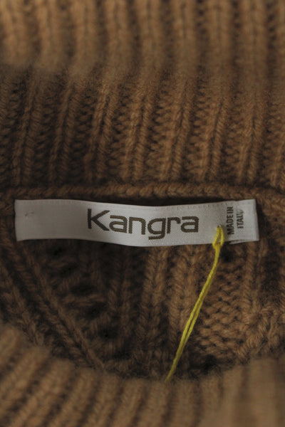 Kangra Womens Brown 100% Lamb Wool Turtleneck Pullover Sweater Size L