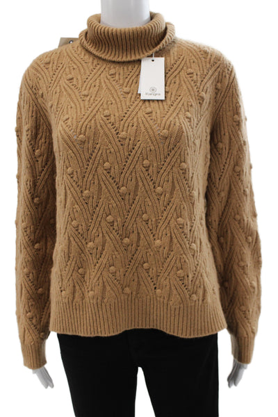 Kangra Unisex Pullover Turtleneck Wool Sweater Brown Size M