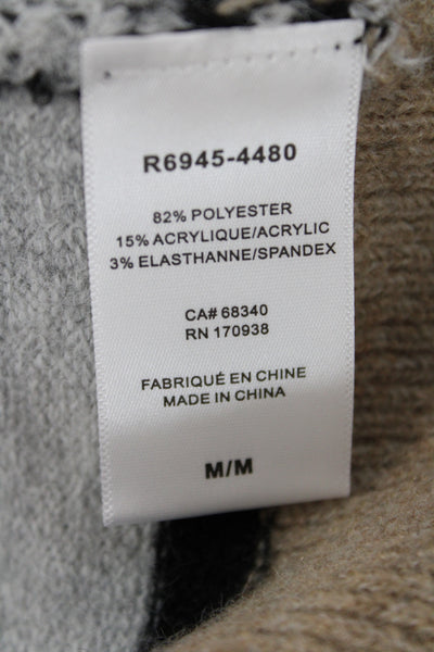 Renuar Unisex Turtleneck Striped Wool Pullover Sweater Black Long Sleeve Size M