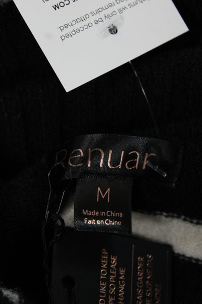 Renuar Unisex Turtleneck Striped Wool Pullover Sweater Black Long Sleeve Size M