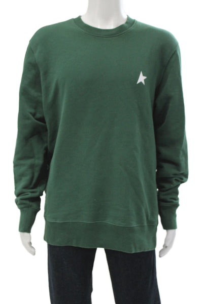 Golden Goose Mens Pullover Sweatshirt Green Cotton Crewneck Designer Size XL