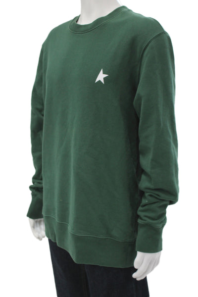 Golden Goose Mens Pullover Sweatshirt Green Cotton Crewneck Designer Size XL