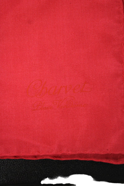 Charvet Silk Solid Pocket Square Red One Size