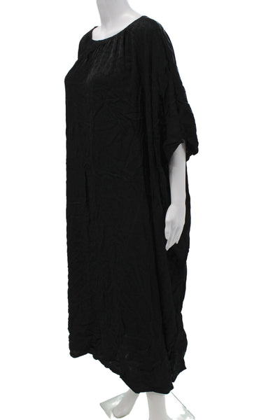 Marimekko Womens Kaftan Dress Black 100% Viscose Midi Round Neck Size L
