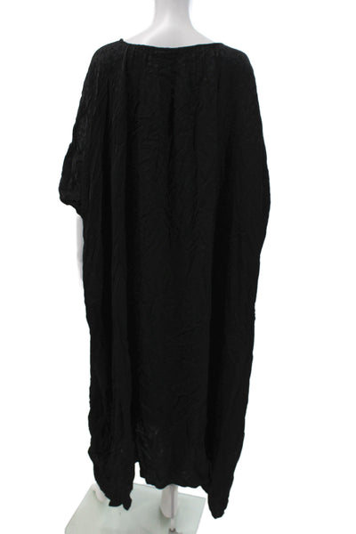 Marimekko Womens Kaftan Dress Black 100% Viscose Midi Round Neck Size L
