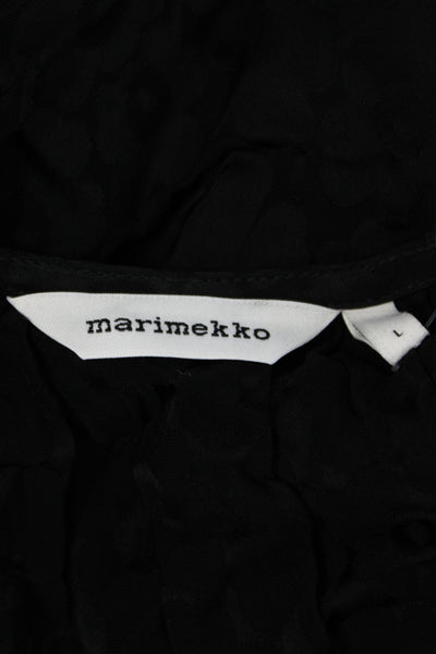 Marimekko Womens Kaftan Dress Black 100% Viscose Midi Round Neck Size L