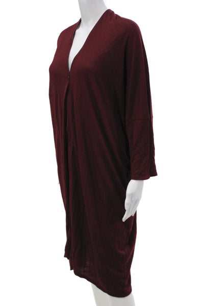Zucca Womens Kaftan Shirt Dress Dark Red V-Neck Long Sleeve Cotton Size M