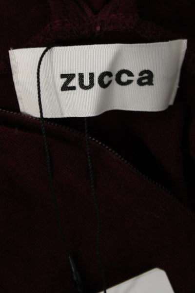 Zucca Womens Kaftan Shirt Dress Dark Red V-Neck Long Sleeve Cotton Size M