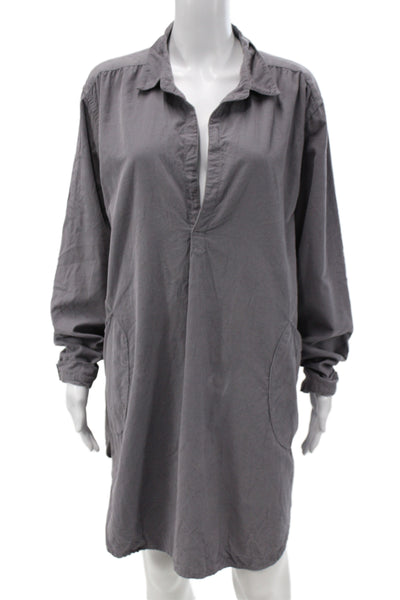Zucca Womens Kaftan Shirt Dress Dark Red V-Neck Long Sleeve Cotton Size M