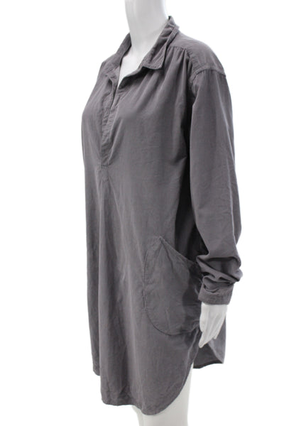 Zucca Womens Kaftan Shirt Dress Dark Red V-Neck Long Sleeve Cotton Size M
