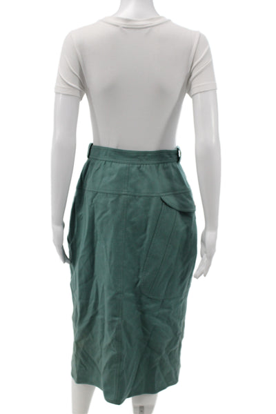 A.M. Beretta Mediane Womens Green ALine Cargo Viscose Knee Length Skirt Size 10