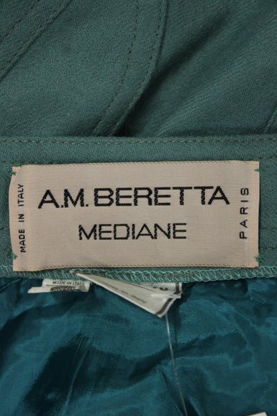 A.M. Beretta Mediane Womens Green ALine Cargo Viscose Knee Length Skirt Size 10