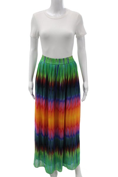 Vince Camuto Women Pleated Maxi Skirt Green Polyester Size 12