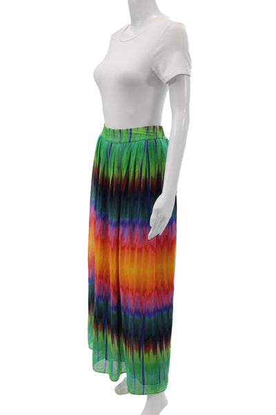 Vince Camuto Women Pleated Maxi Skirt Green Polyester Size 12
